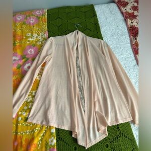 Charlotte Russe lace back shrug cardigan, peach, small